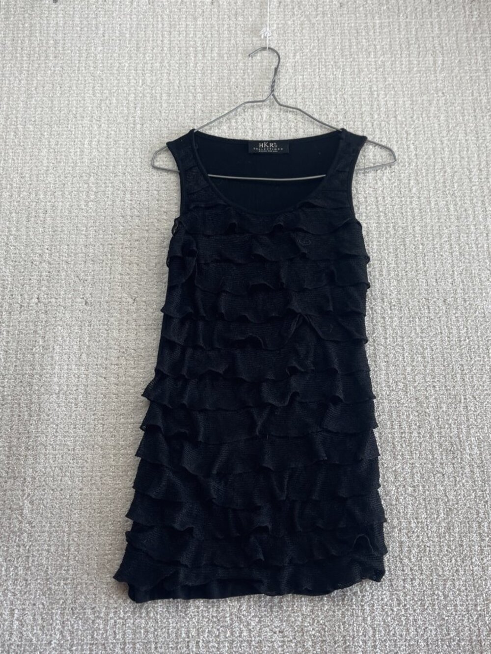 Y2K HKR Ruffle Layered Tank Dress Black Boho Whimsigoth Fairy Romantic Sz S